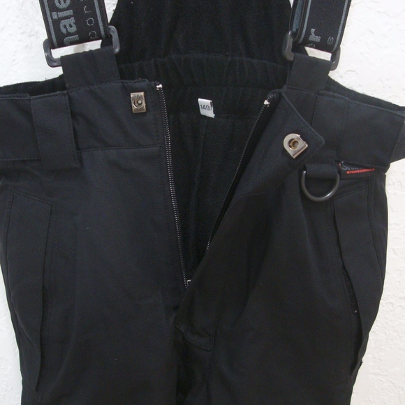 MAIER Germany Ski Pants KIDS Black Gray Suspenders Snow Board Euro 140 US 8-10 - Picture 4 of 8